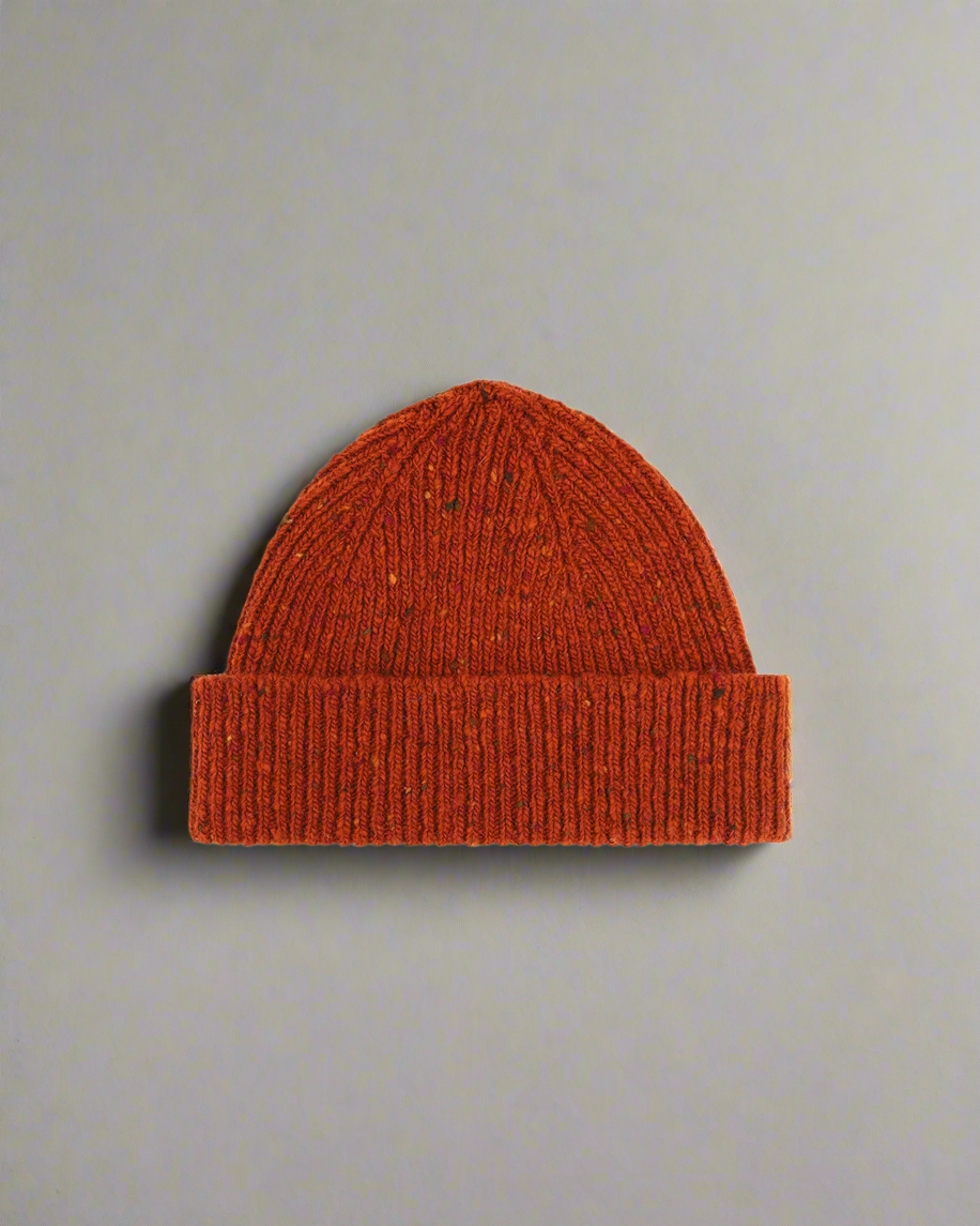 4003 Speckled Donegal wool hat - burnt orange