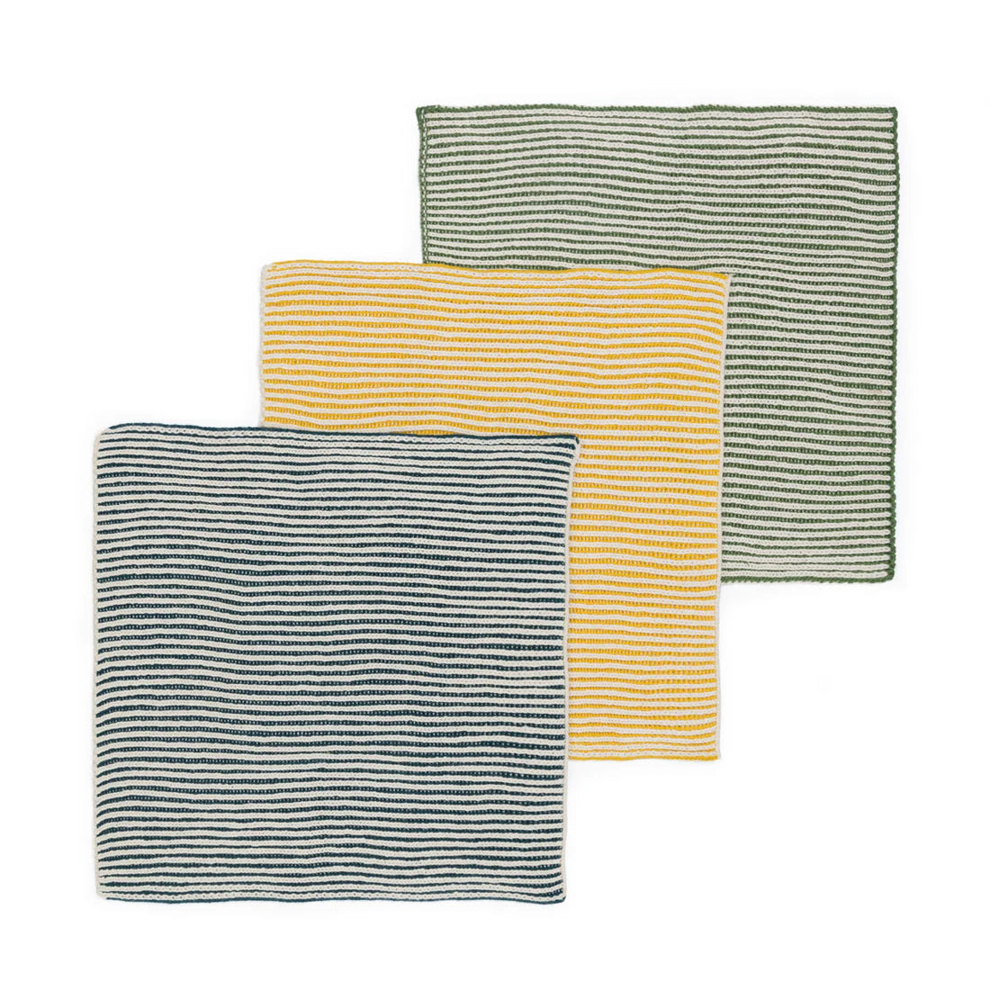 Sophie Home Ltd - Reusable & Eco-Friendly Cotton Dishcloths: Ribbed Green/Citrus/Ink