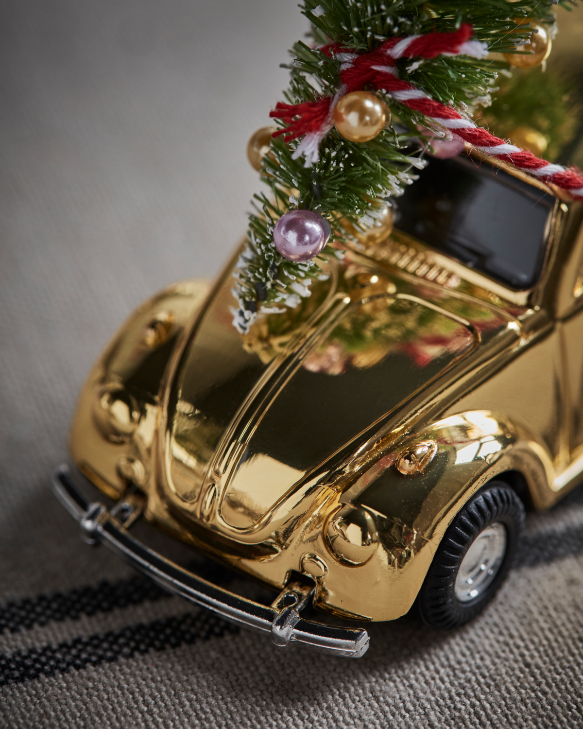 Decoration, Mini Xmas car, Golden