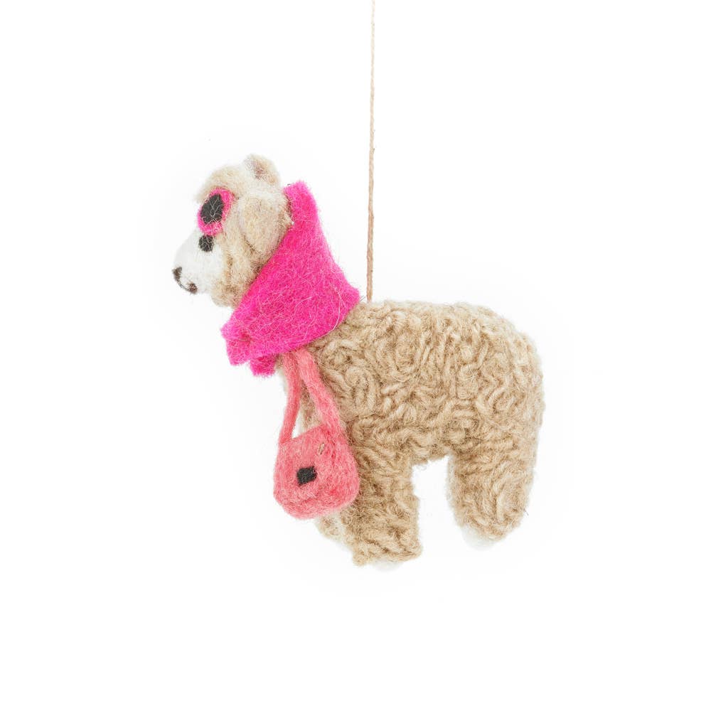 Felt So Good - Handmade Felt Diva Alpaca Hanging Decoration