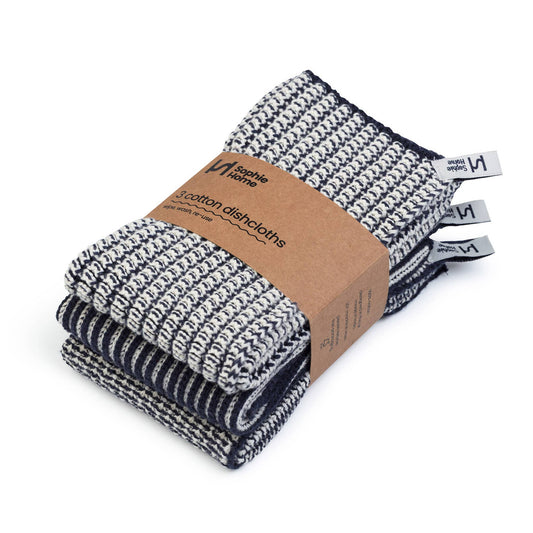 Sophie Home Ltd - Reusable & Eco-Friendly Cotton Dishcloths: Textured Navy
