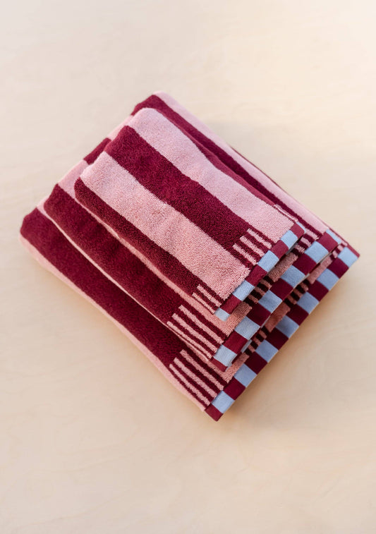 TBCo - Terry Cotton Towels in Pink Stripe