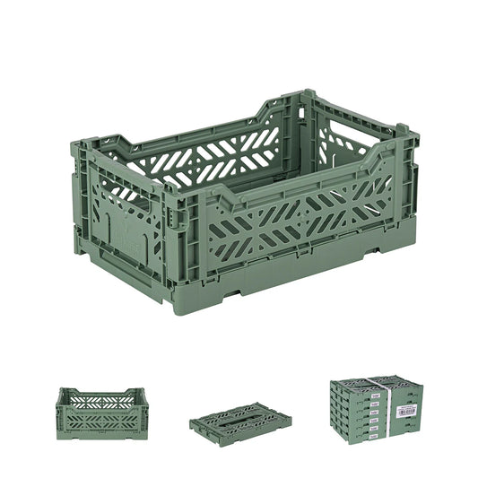 Mini Foldable Crate, Almond Green