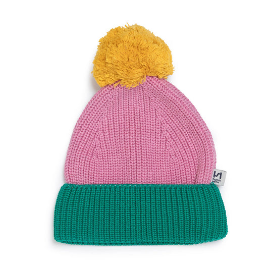 Sophie Home Ltd - Cotton Knit Baby Bobble Hat: Green & Pink