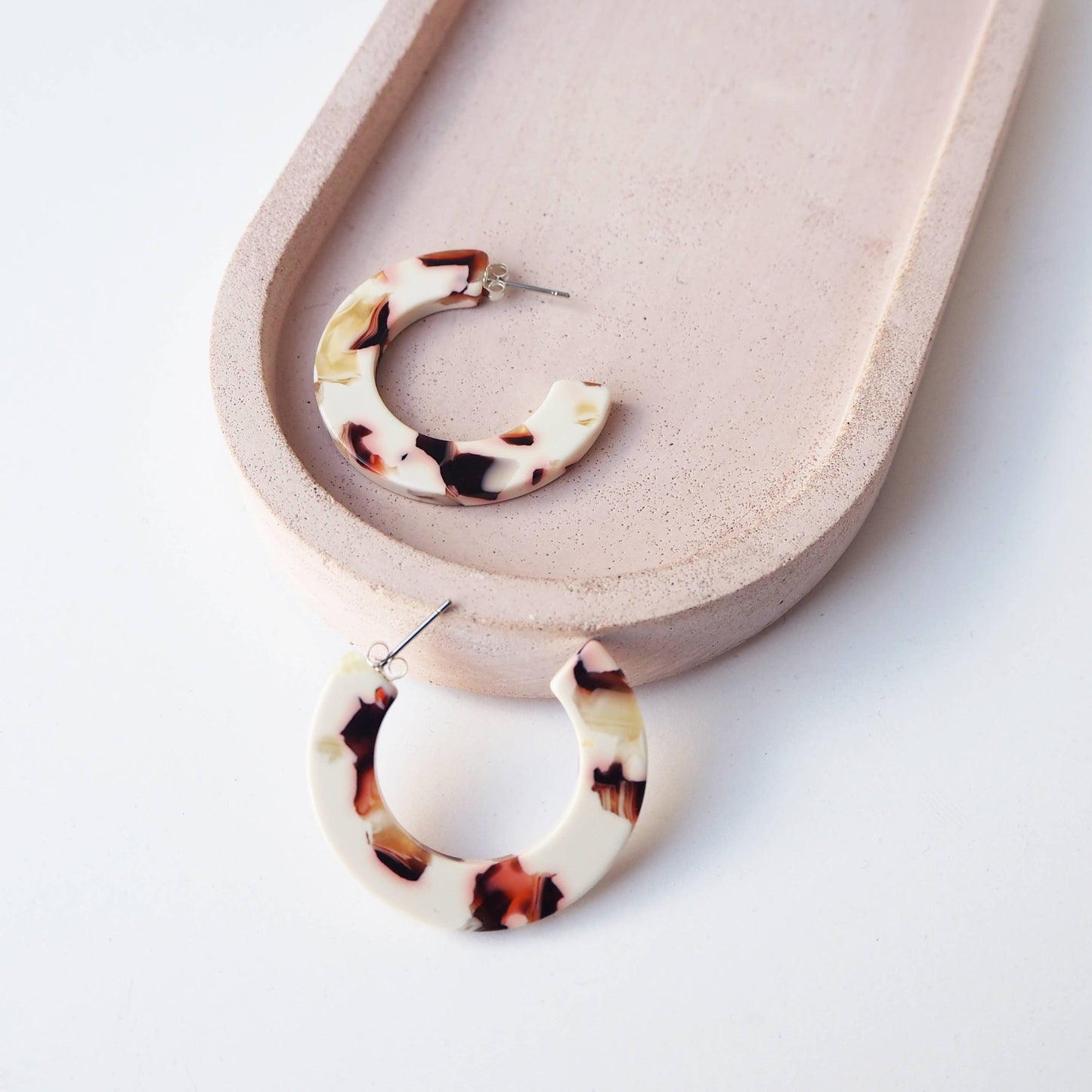 Custom Made - Cocoa Marble Midi Hoop Earrings