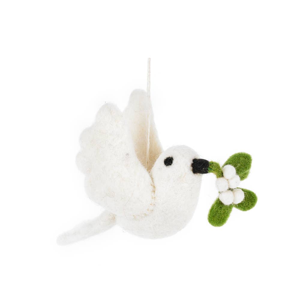 Felt So Good - Handmade Felt Mistletoe Dove Hanging Christmas Decoration