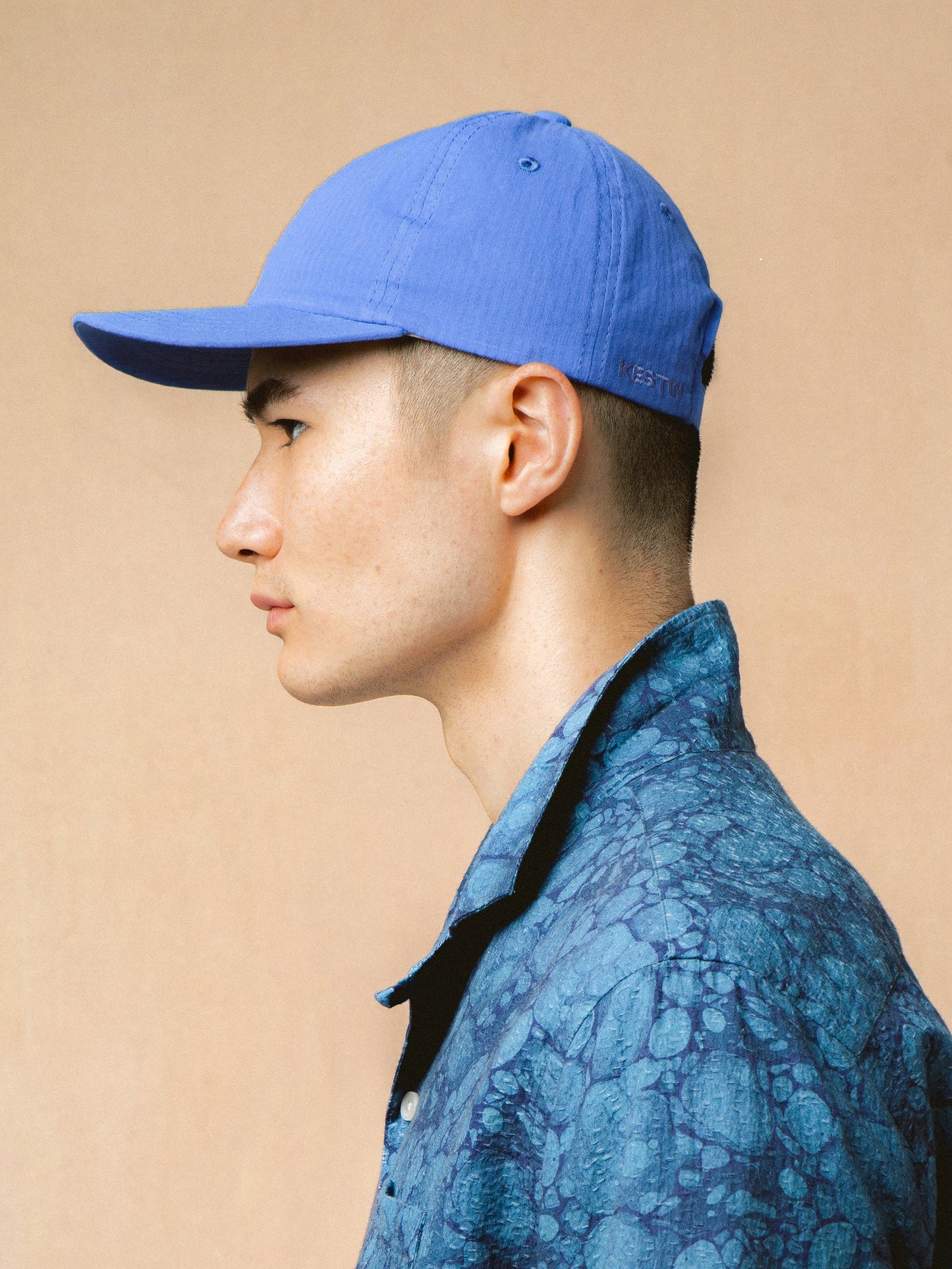 Leuchars Cap in Cobalt Seersucker
