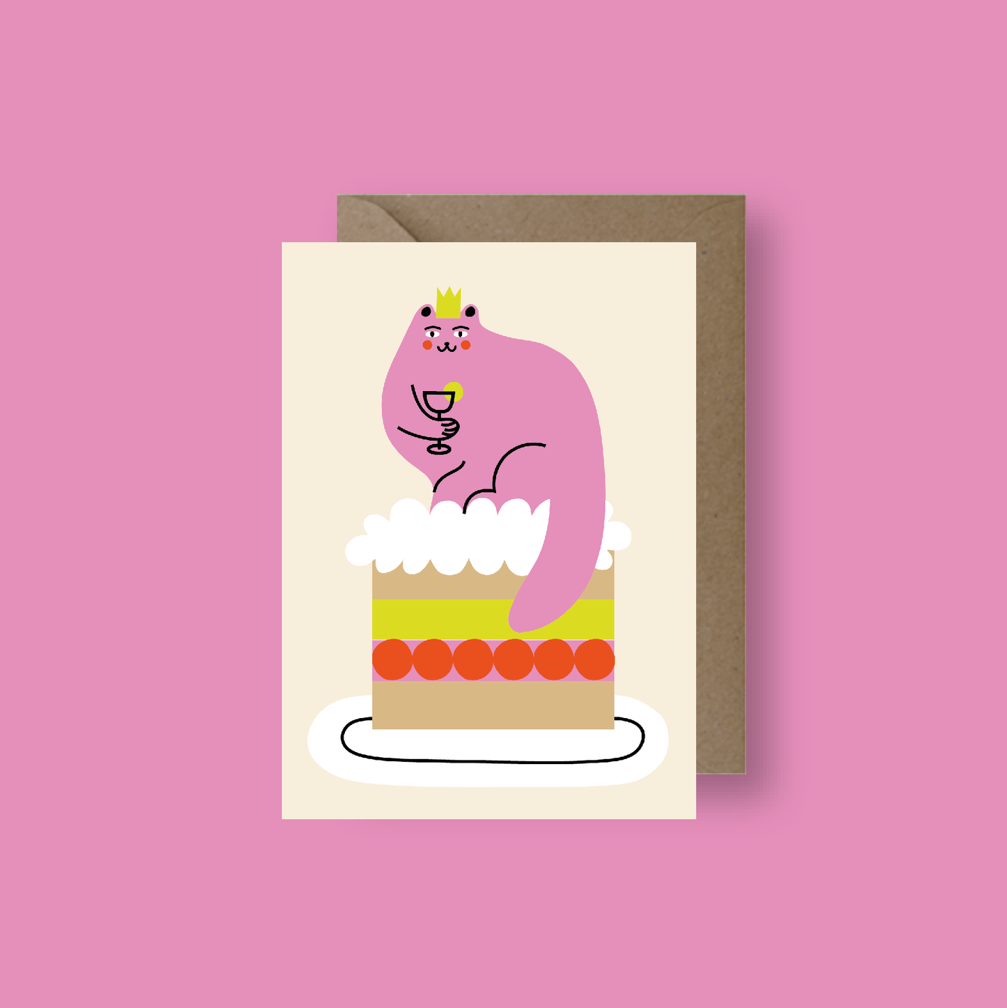 Seekprint - Cheers & Cake Cat Greeting Card