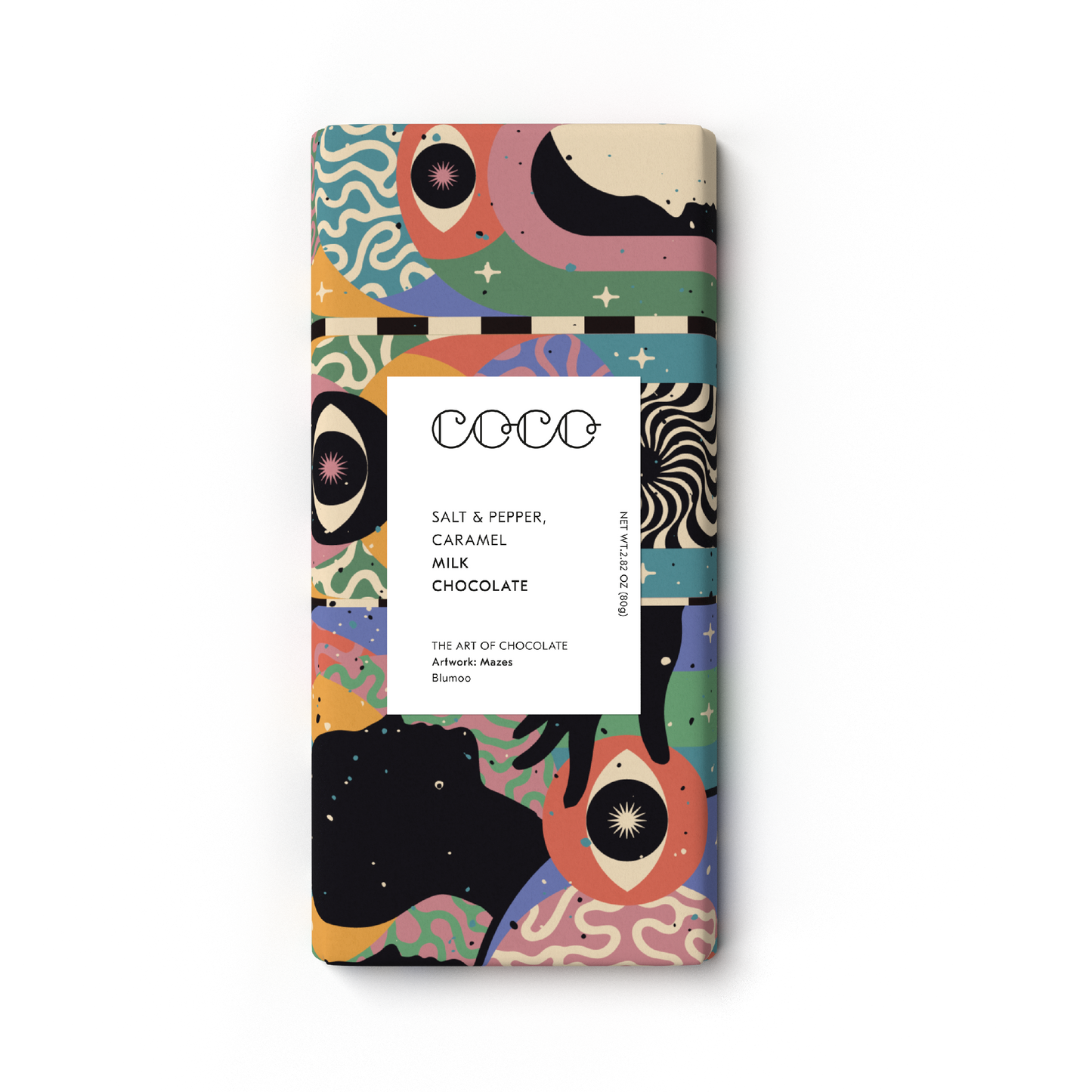 COCO Chocolatier - Salt & Pepper Caramel Milk Chocolate Bar 80g (Pack of 12)