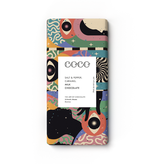 COCO Chocolatier - Salt & Pepper Caramel Milk Chocolate Bar 80g (Pack of 12)
