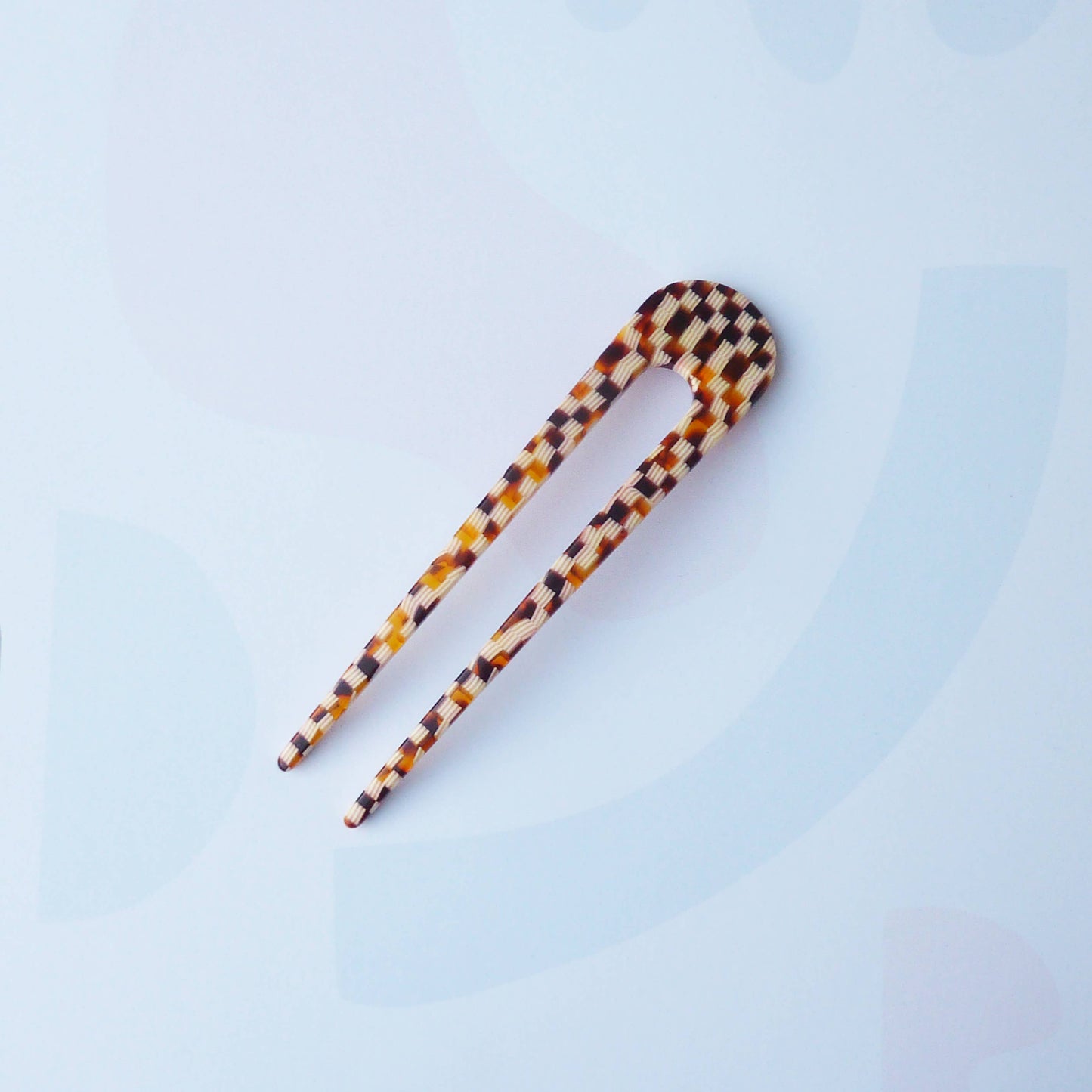 Custom Made - Honey Checker Hair Pin