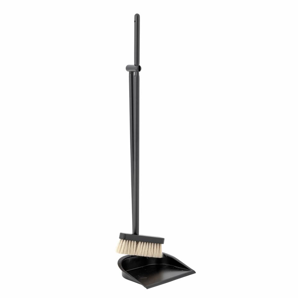 Cleaning Dustpan & Broom, Black, Beech