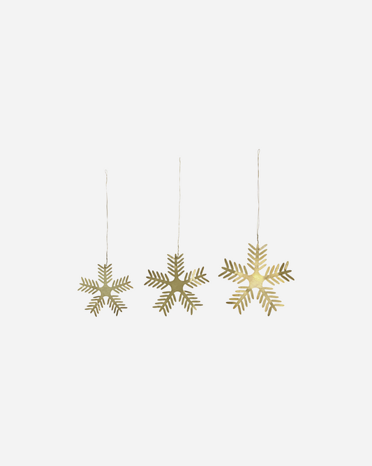 Christmas ornament, Stars Lamet, set of 3, Antique brass