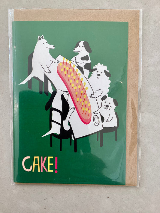 Dogs Birthday Cake Greetings Card