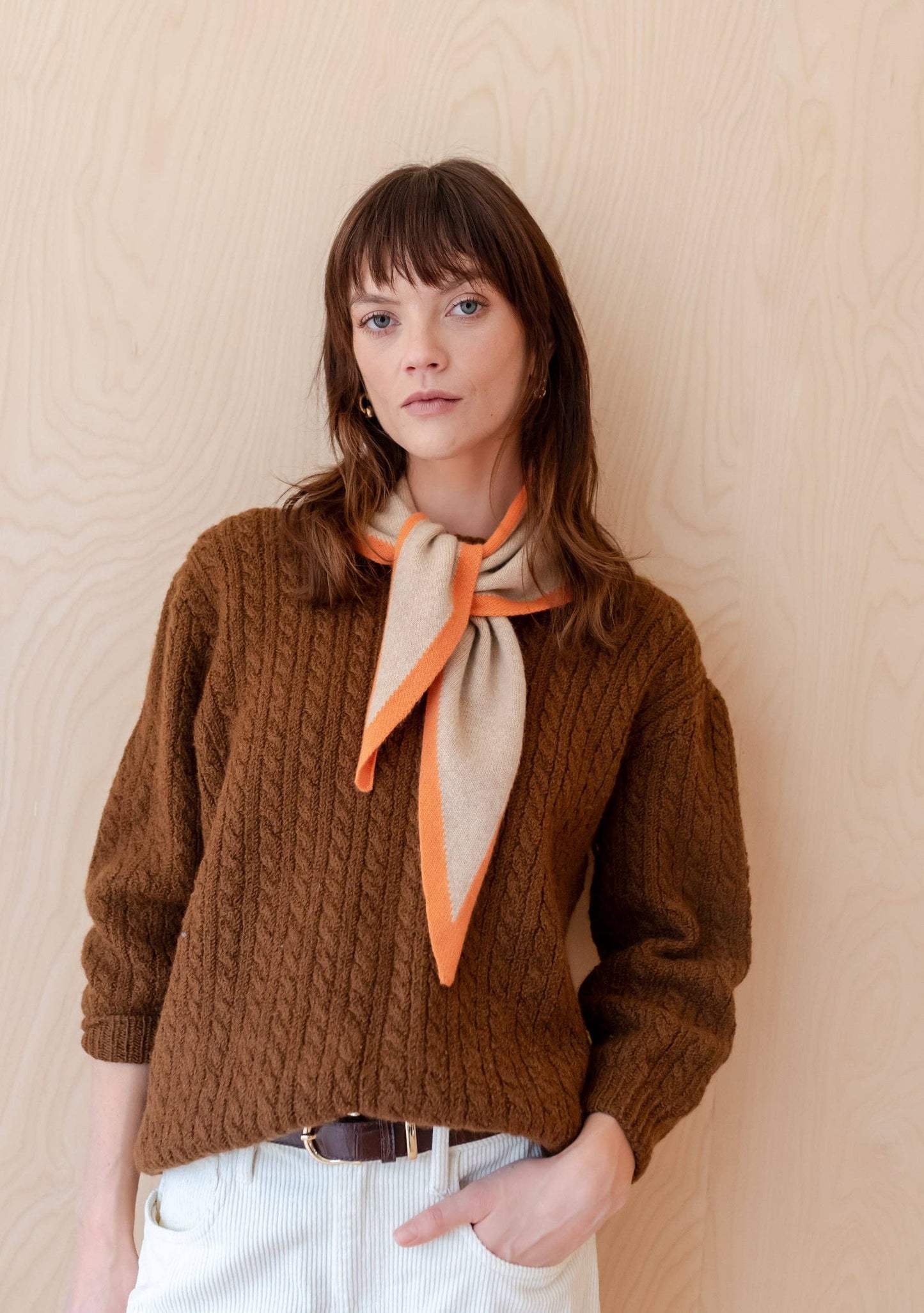 TBCo - Merino Triangle Scarf in Camel & Apricot