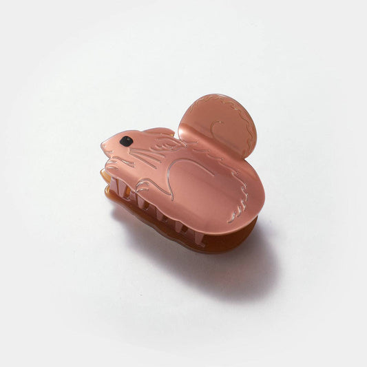 WINONA IRENE - Squirrel Hair Claw in shimmering Chestnut with Carved Detail