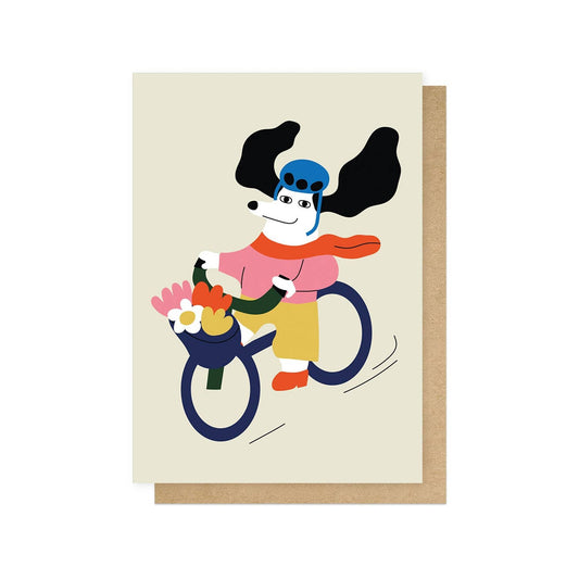 Cycling Dog Bicycle Greetings Card