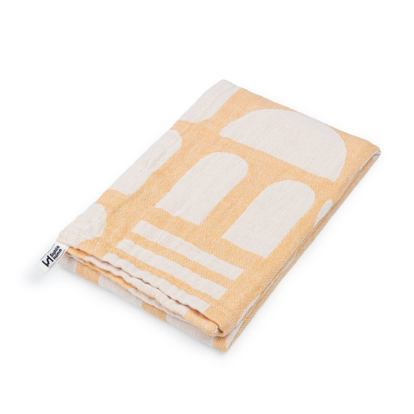 Sophie Home Ltd - Designer Cotton Tea Towel: Stack the Dishes Yellow