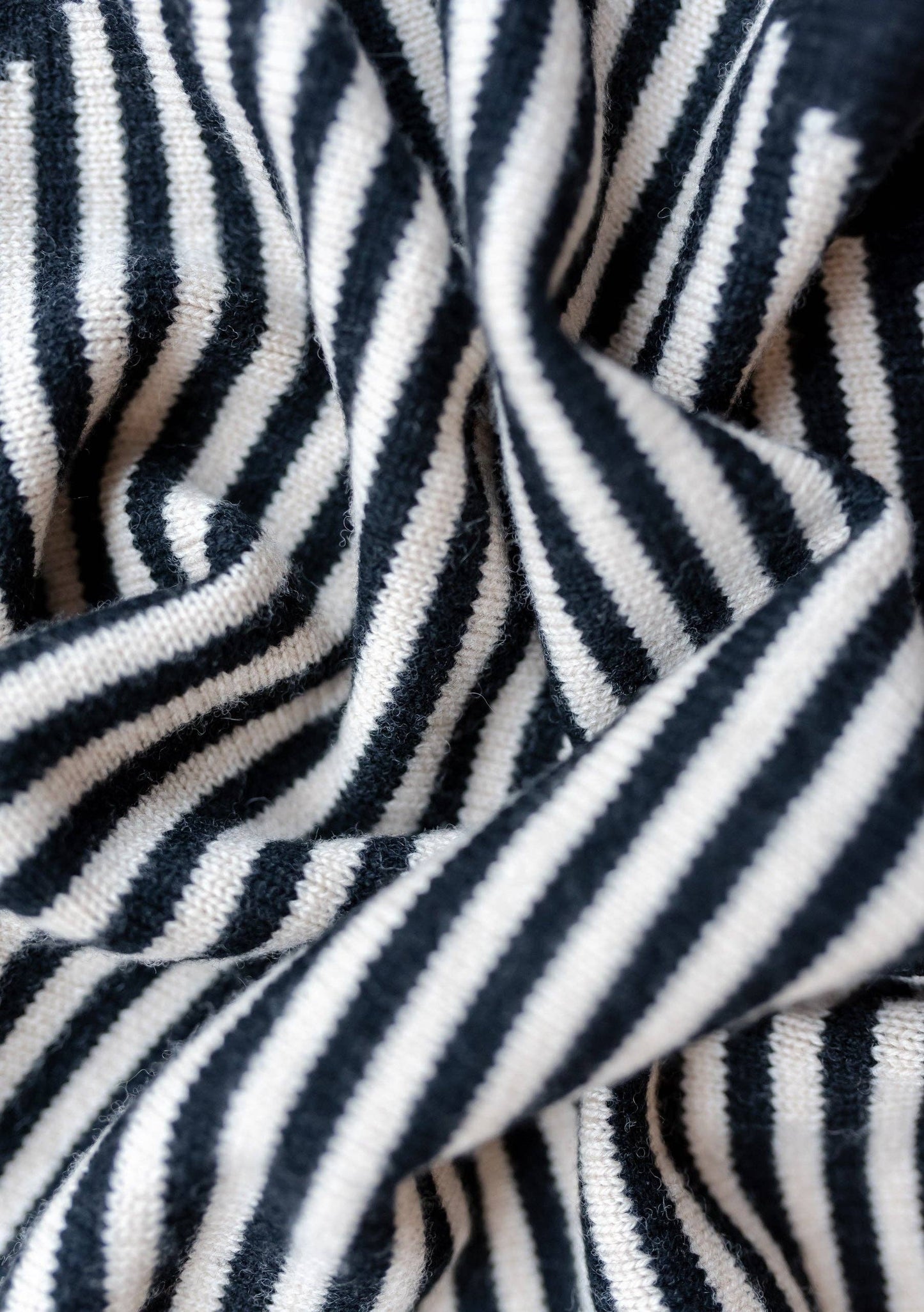 TBCo - Merino Triangle Scarf in Black Stripe
