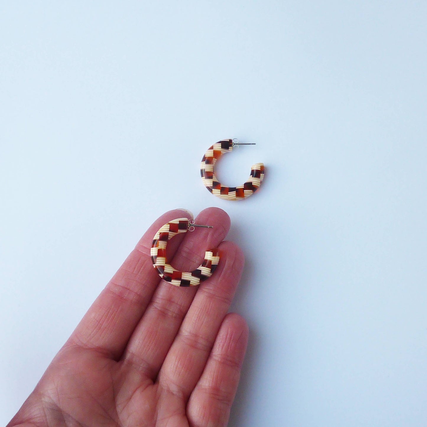 Custom Made - Honey Checker Hoop Earrings