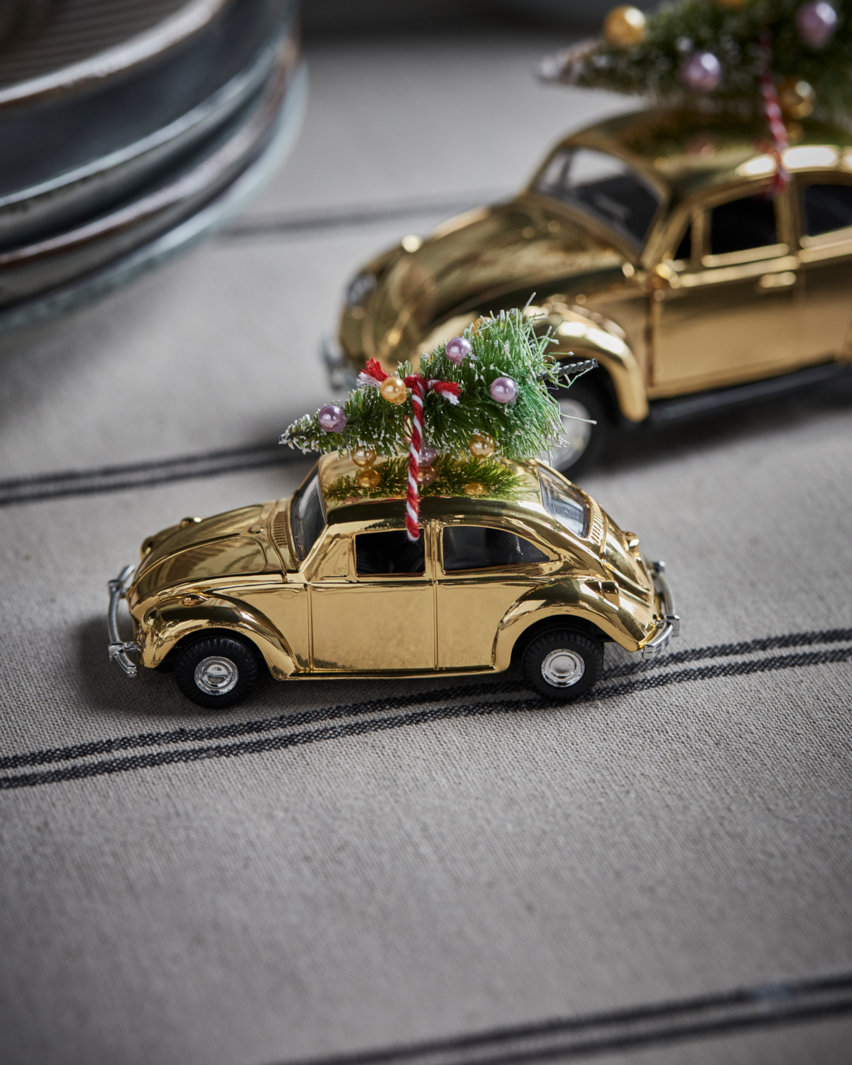 Decoration, Mini Xmas car, Golden