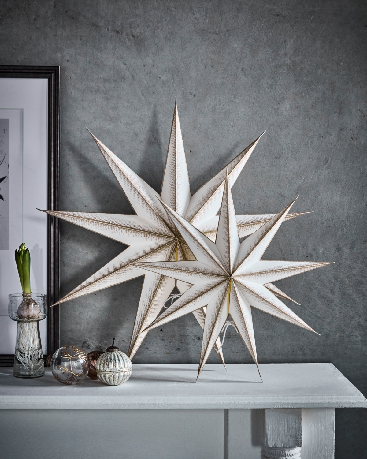 Star, 9-Point, Off-white & Champagne