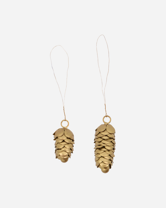 Christmas ornaments, Cones, pair, Gold