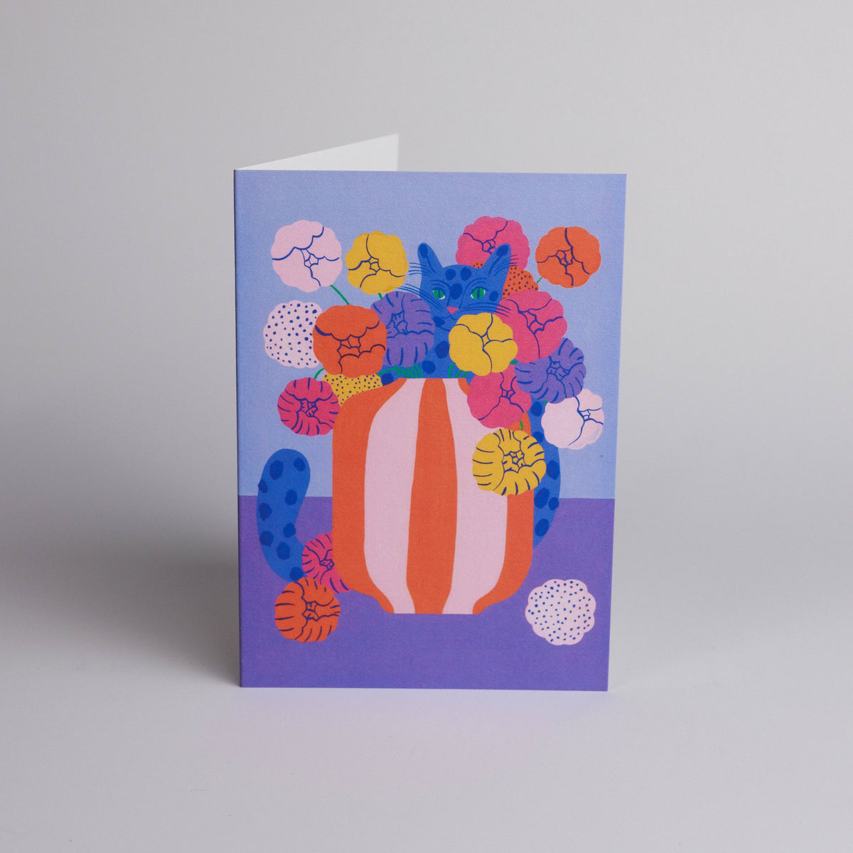Evermade - Colourful Blue Cat Greetings Card by Agathe Singer