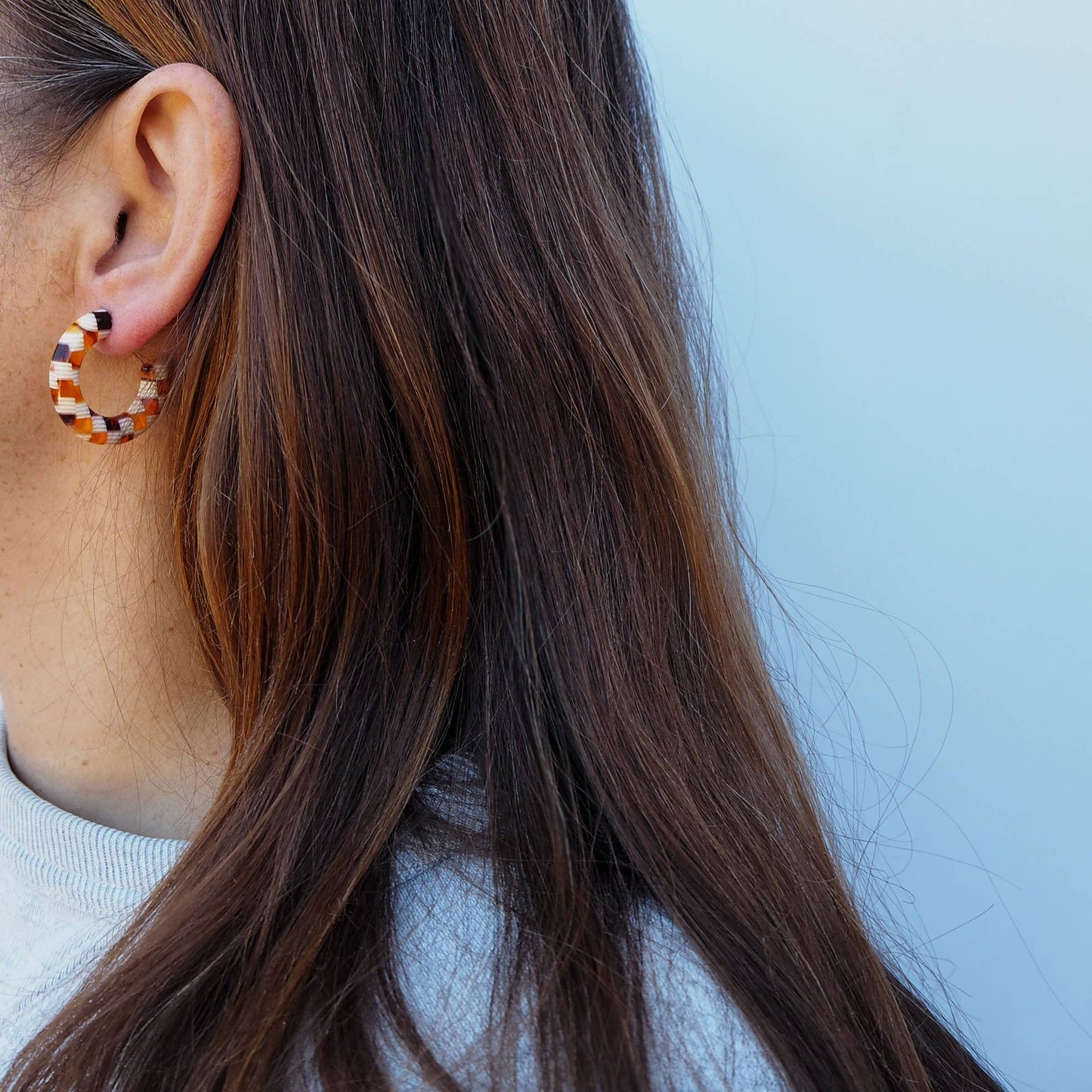Custom Made - Honey Checker Hoop Earrings