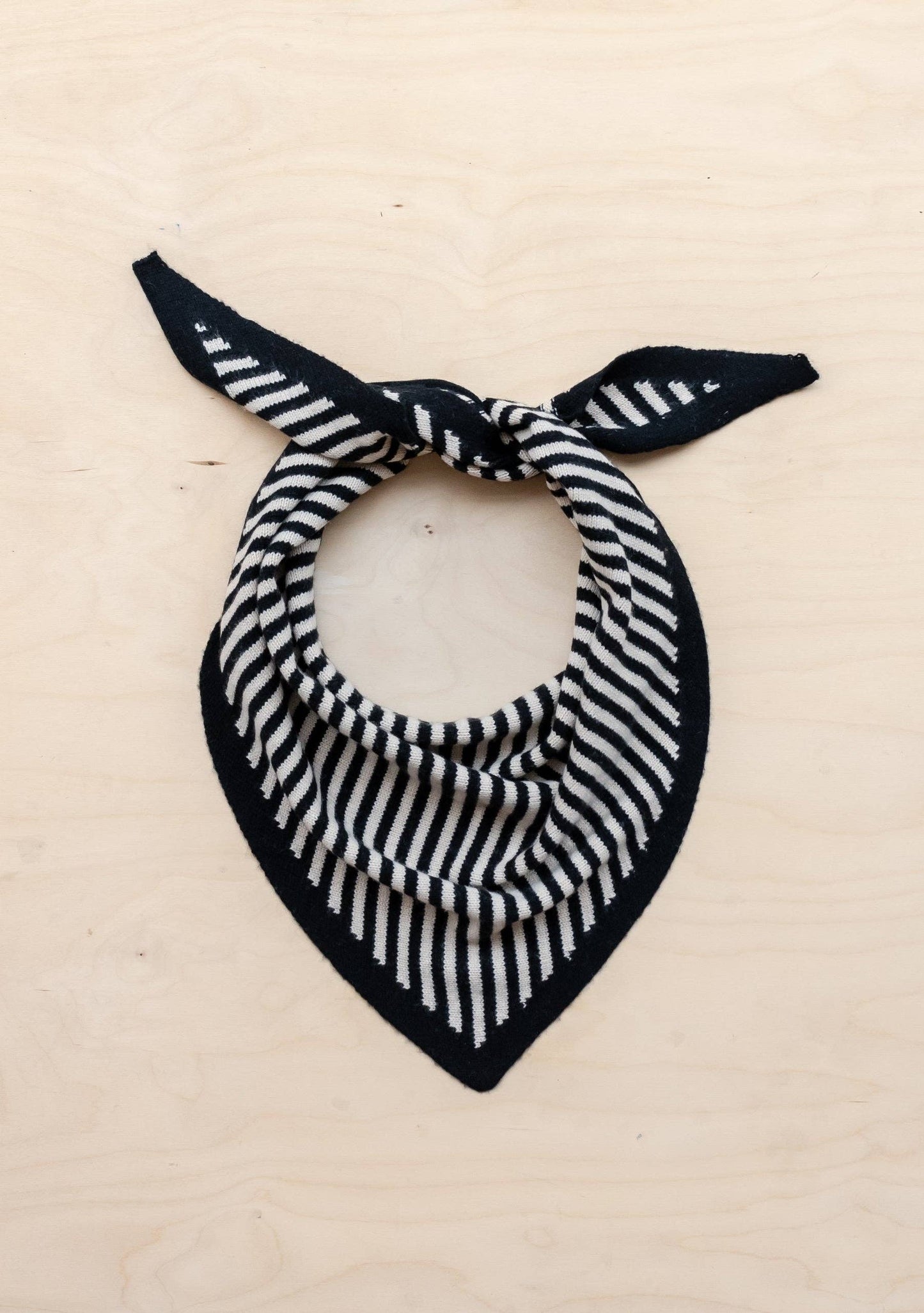 TBCo - Merino Triangle Scarf in Black Stripe