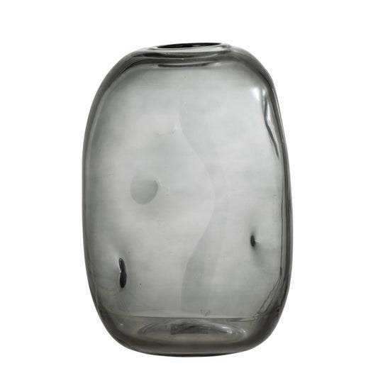 Vinda Vase, Grey, Glass
