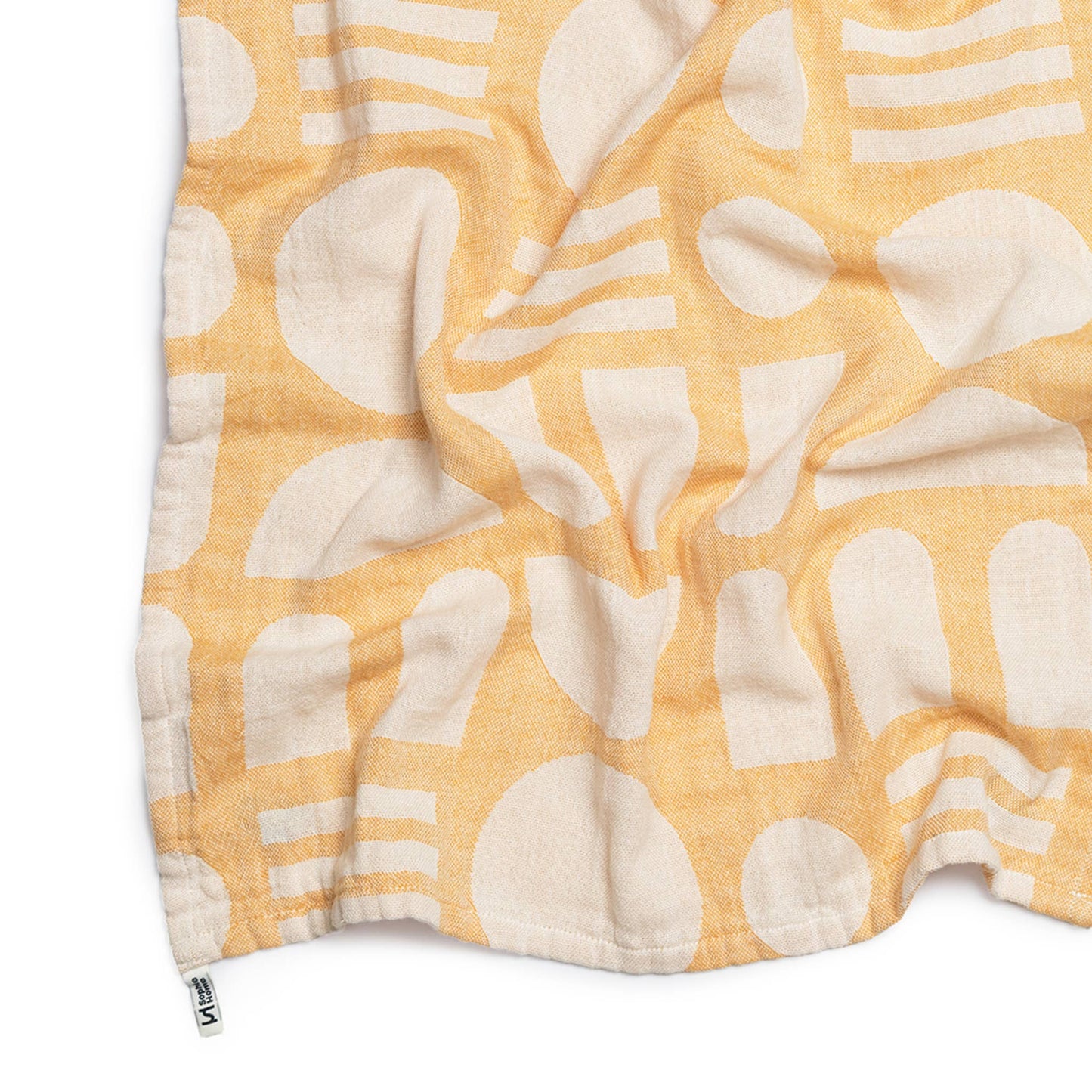 Sophie Home Ltd - Designer Cotton Tea Towel: Stack the Dishes Yellow