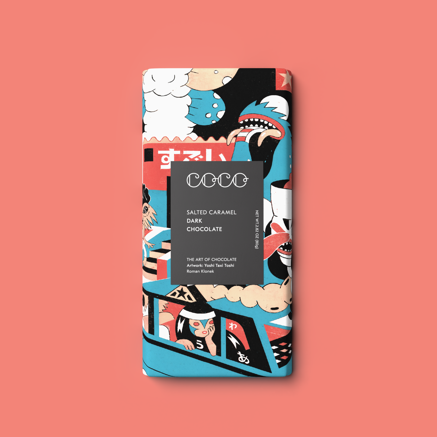 COCO Chocolatier - Salted Caramel Dark Chocolate Bar 80g (Pack of 12)