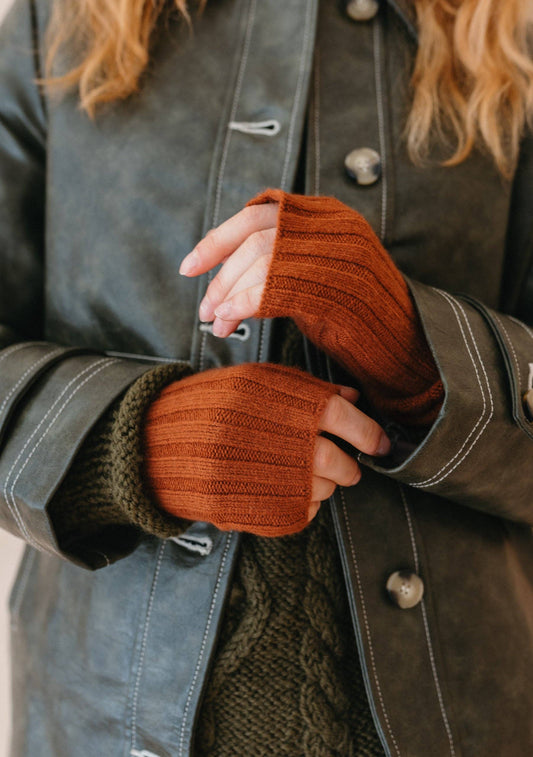 TBCo - Cashmere & Merino Wrist Warmers in Rust