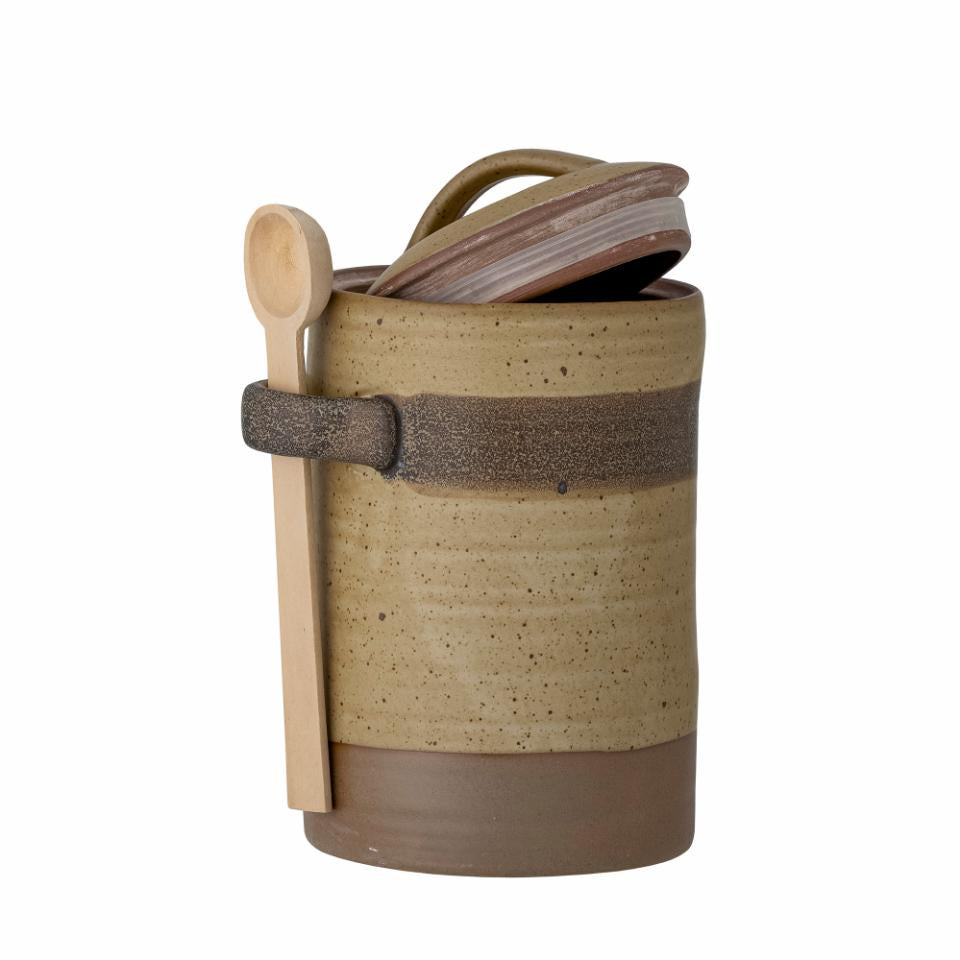 Solange Jar w/Lid & Spoon, Nature, Stoneware