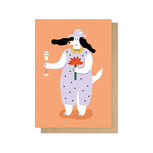 Champagne Dog Greetings Card