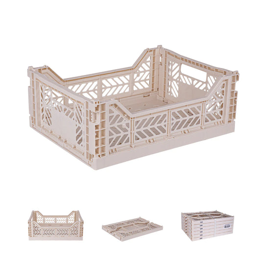 Midi Foldable Crate, Coconut Milk
