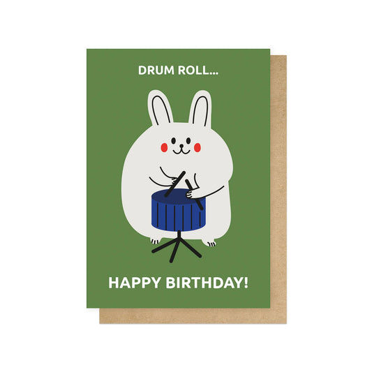 Drum Roll Bunny Greetings Card