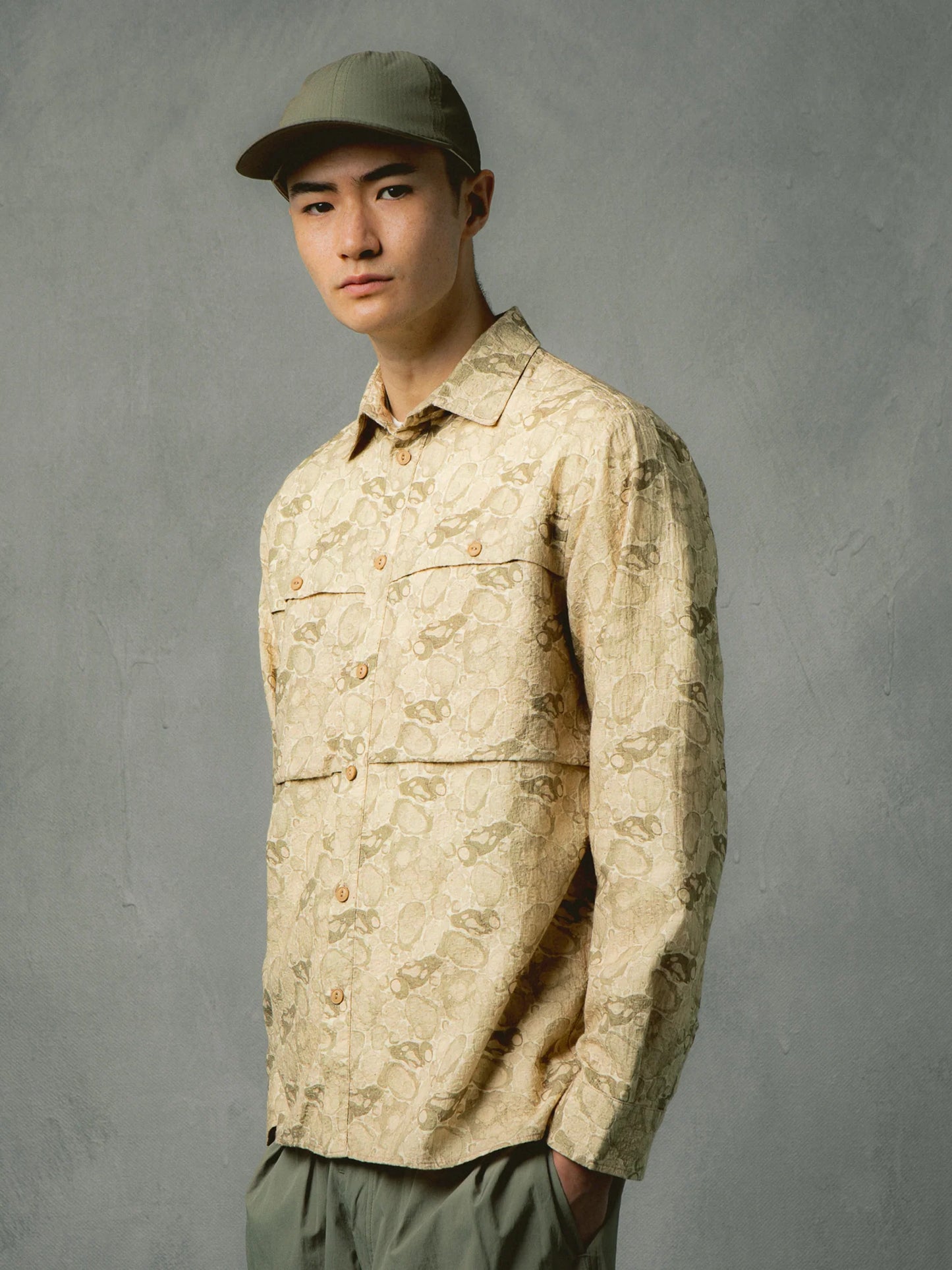 Leuchars Cap in Light Olive Seersucker