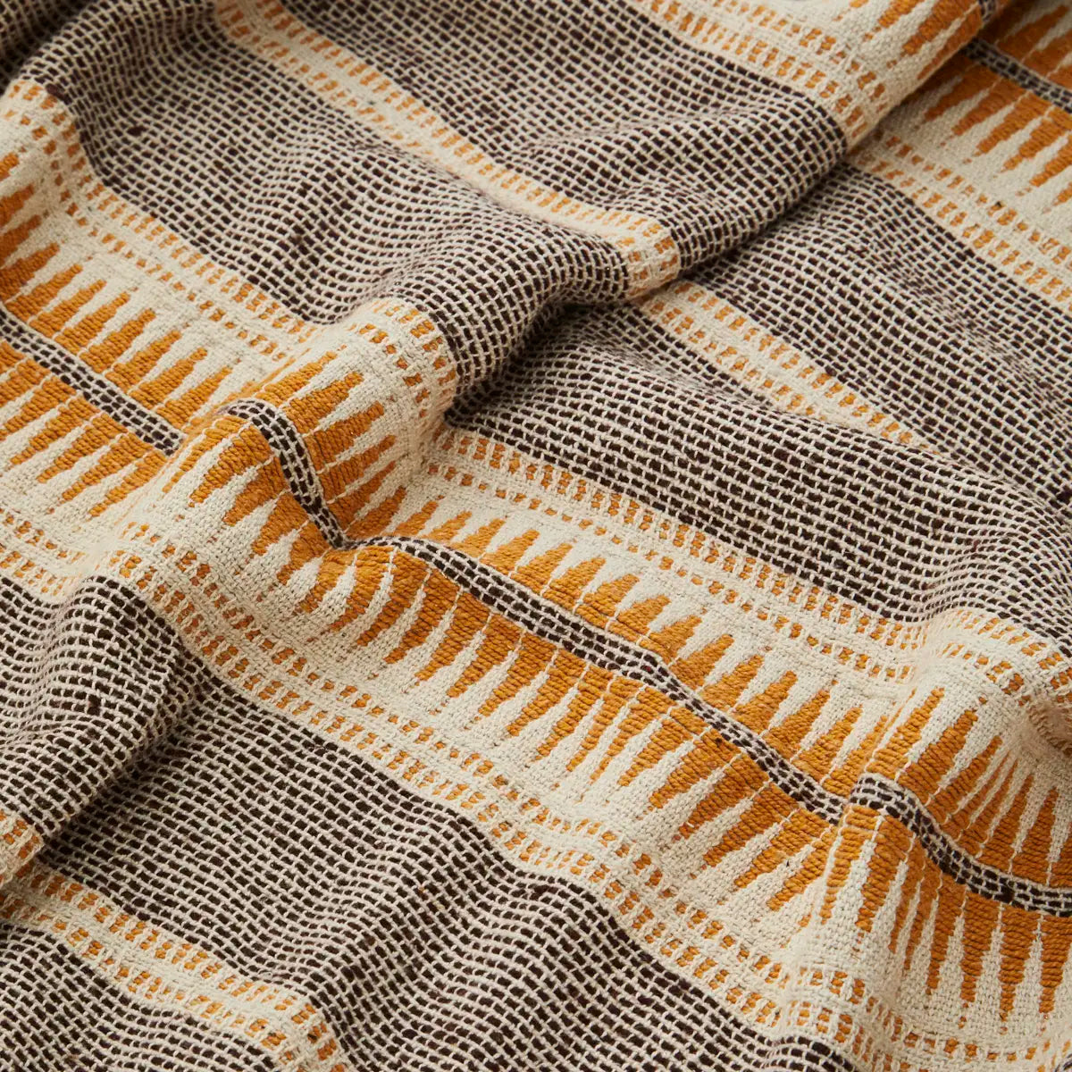 RECYCLED COTTON THROW ecru, brown, honey