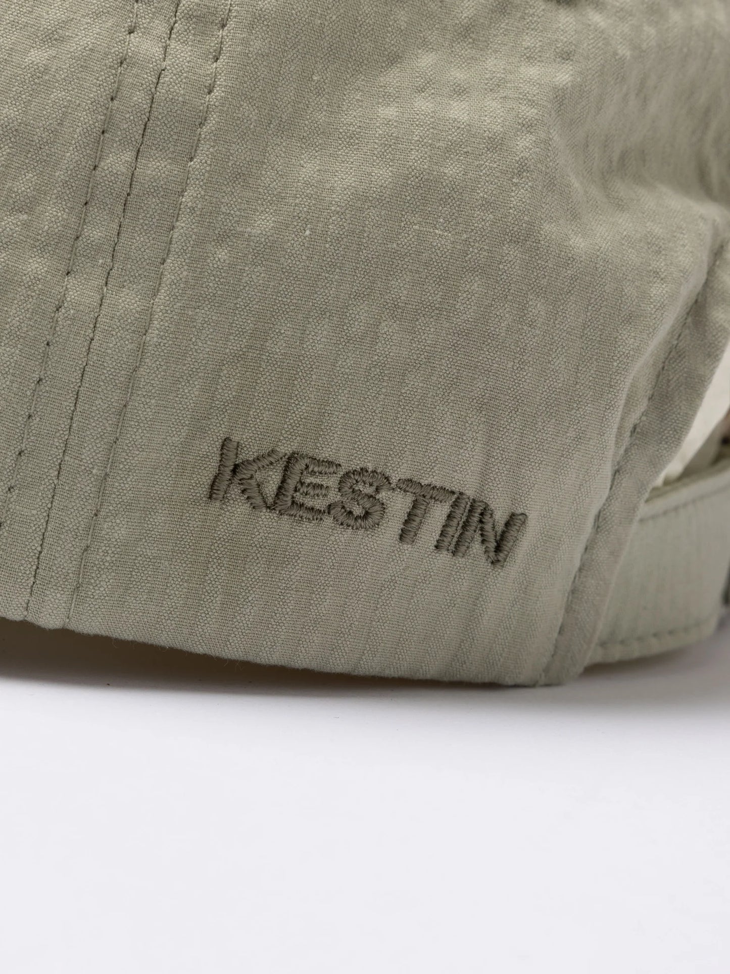 Leuchars Cap in Light Olive Seersucker