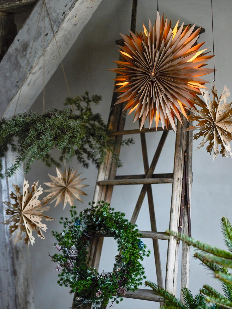 Star Ornament, Nature, FSC® Mix, Paper, Set of 6