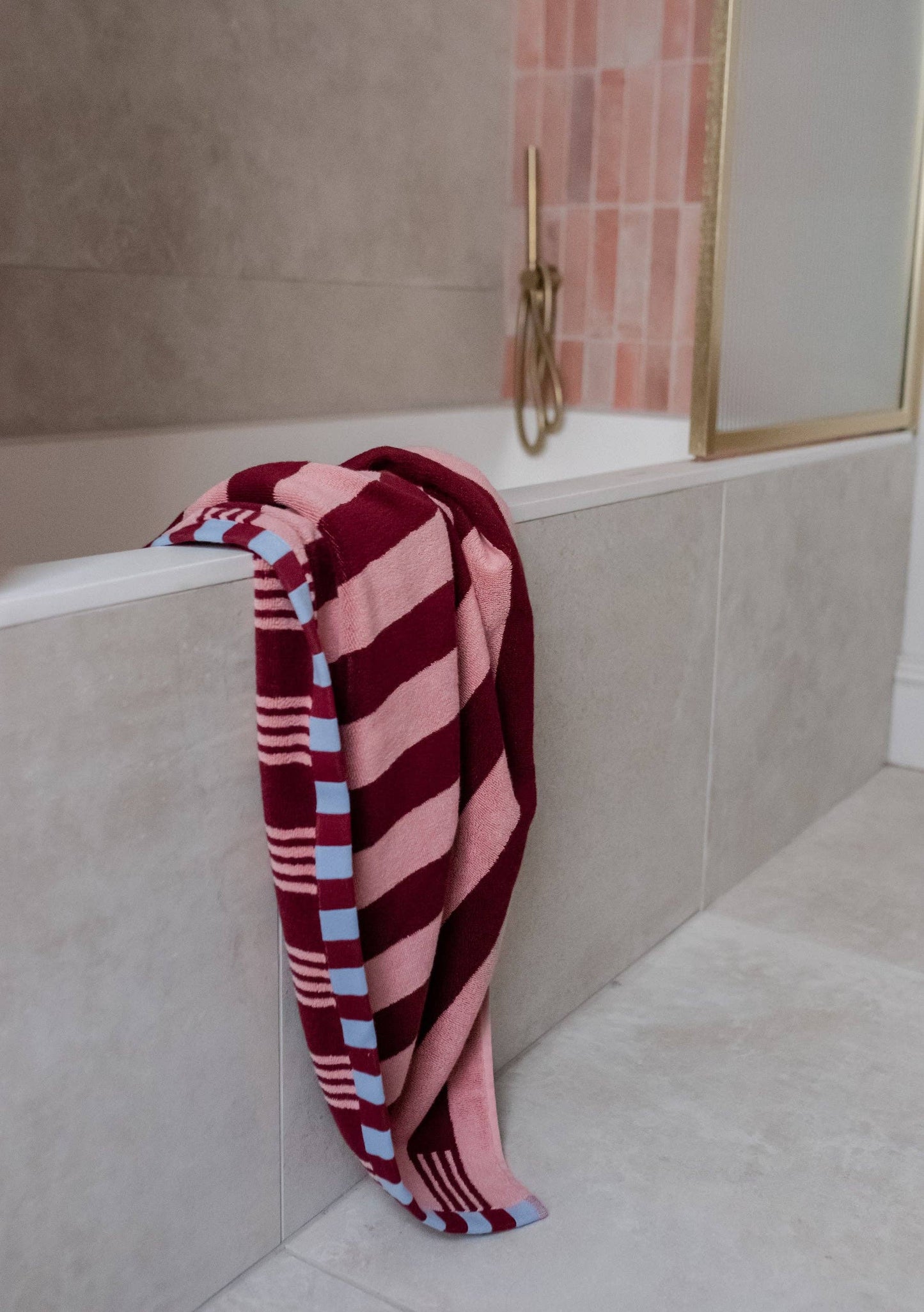 TBCo - Terry Cotton Towels in Pink Stripe