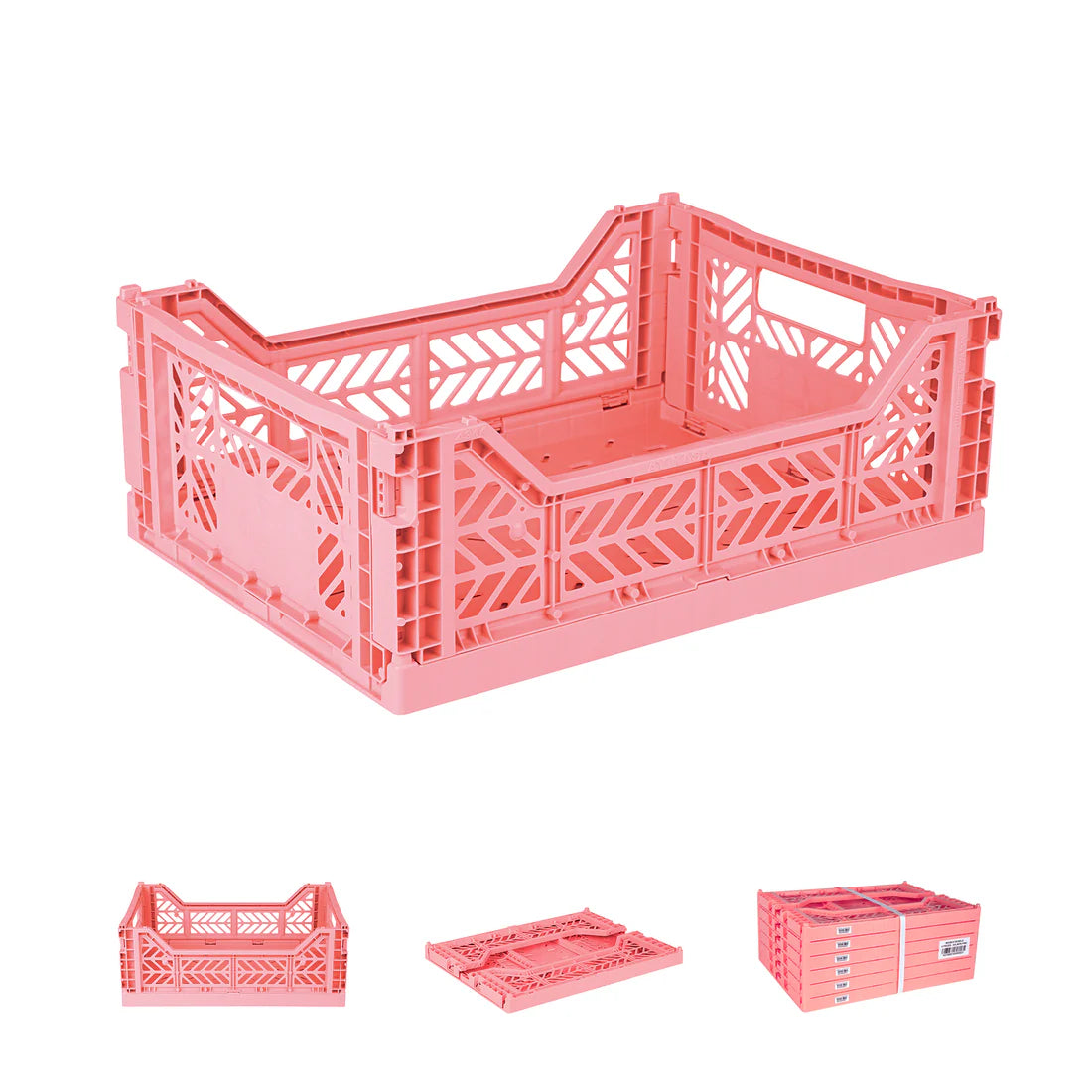Midi Foldable Crate, Strawberry Milk