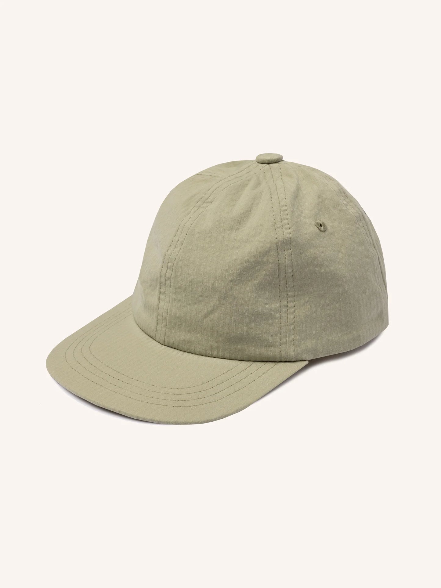 Leuchars Cap in Light Olive Seersucker