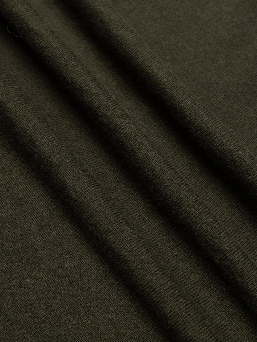 Mull Polo in Dark Olive Fine Gauge Wool Blend