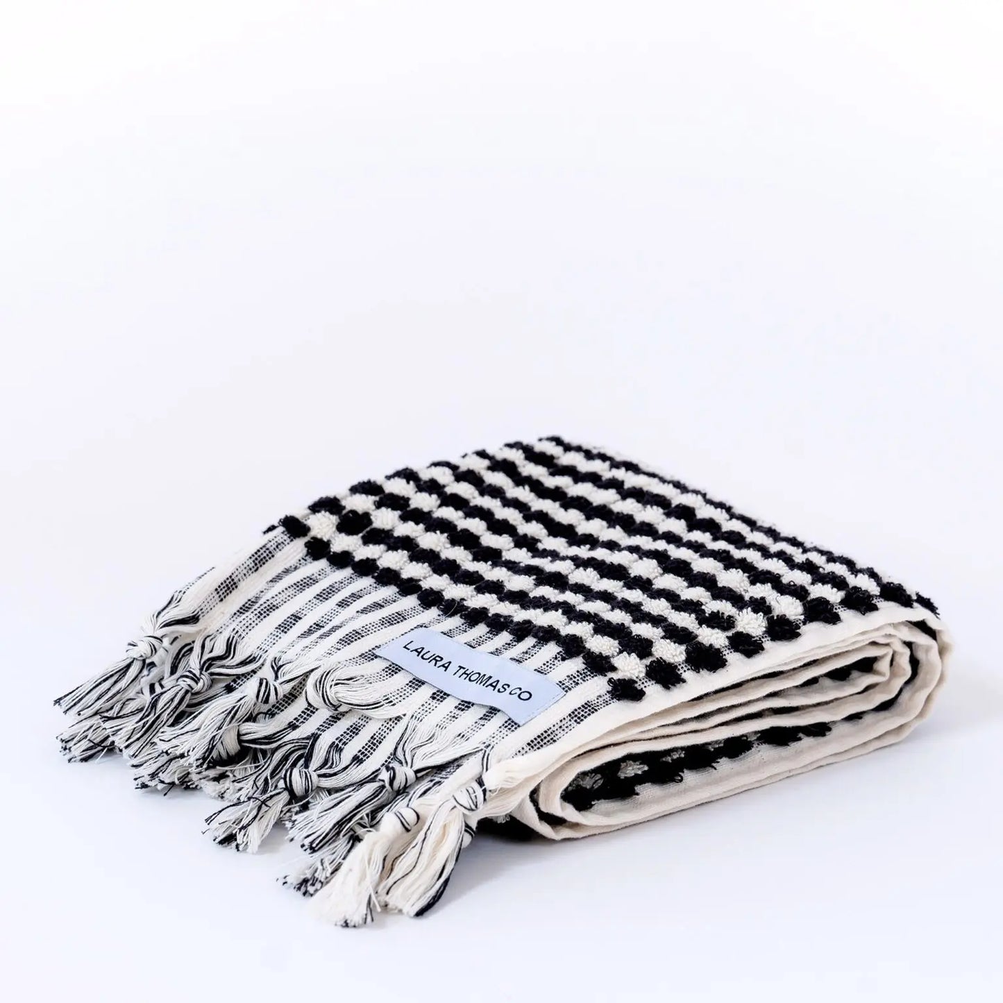 Black + White Spot Terry Hand Towel