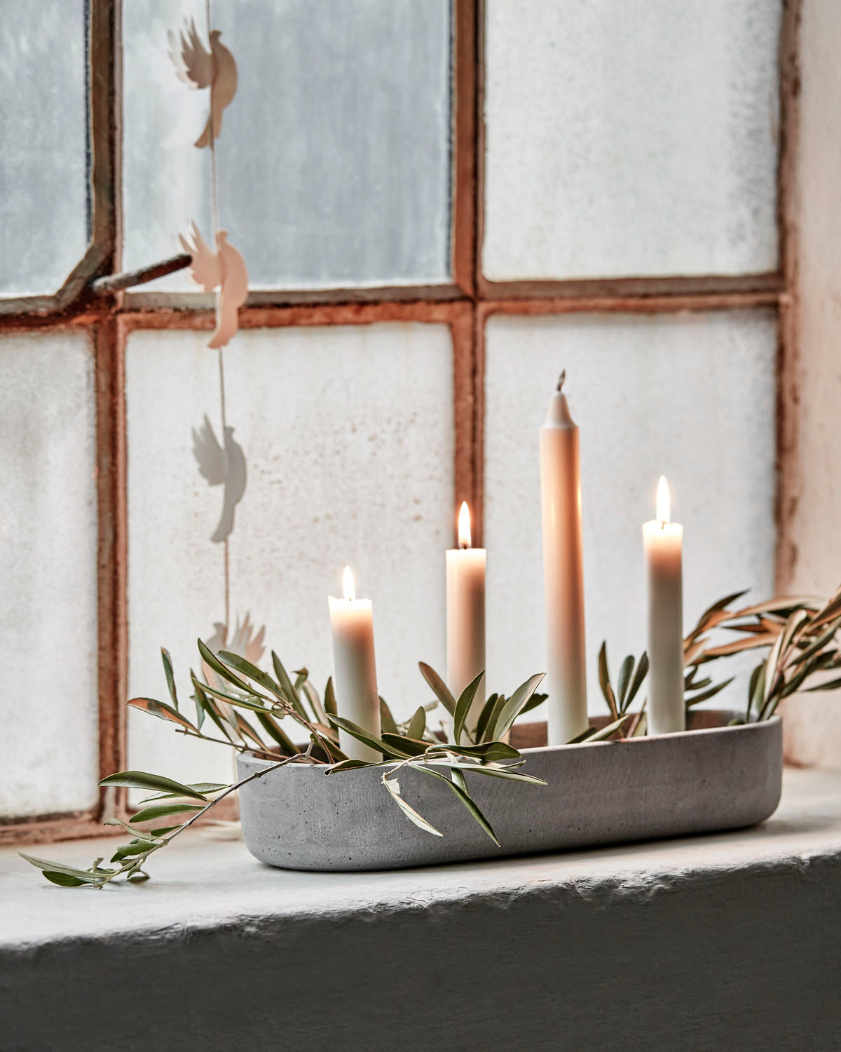 Candle holder, Marb, grey, lozenge