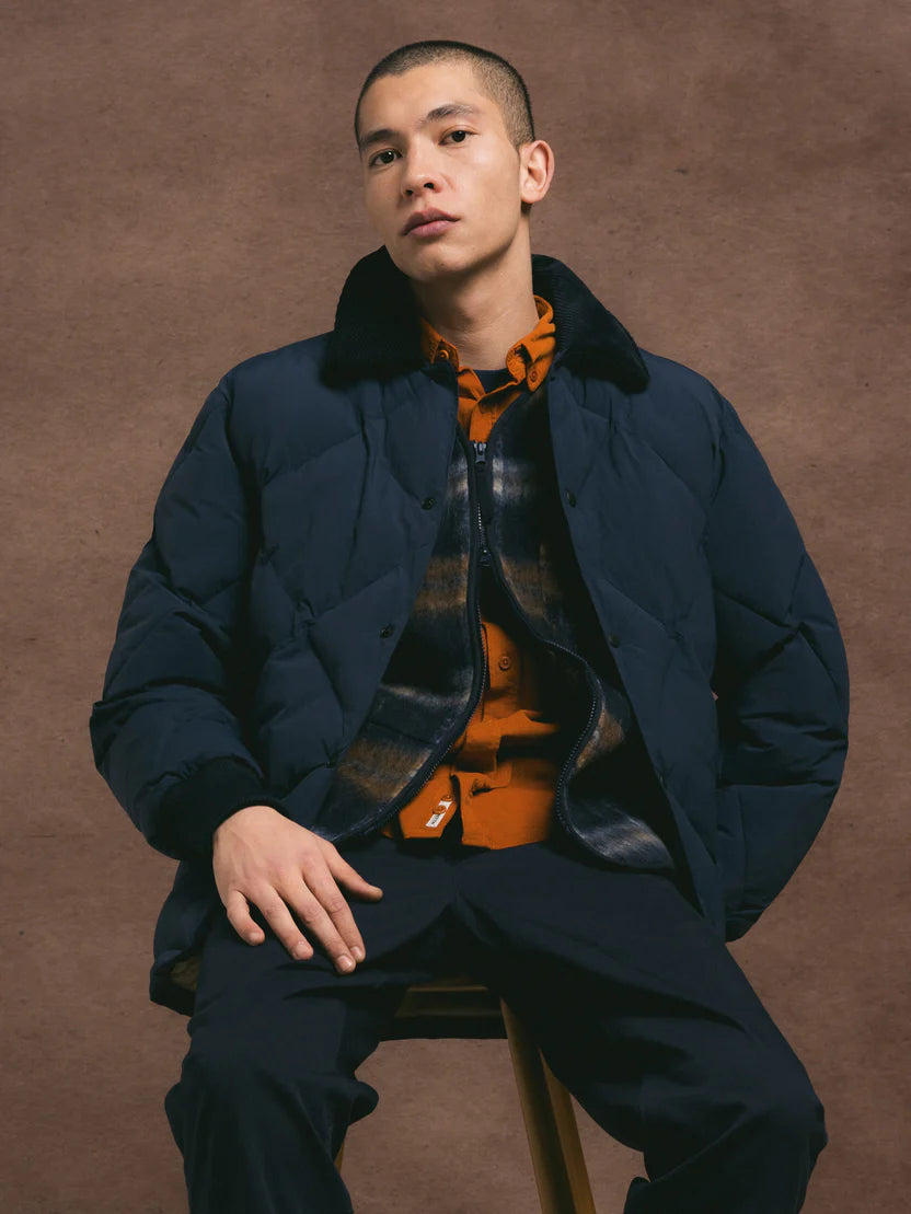Dunbar Padded Jacket in Dark Navy Recycled Nylon