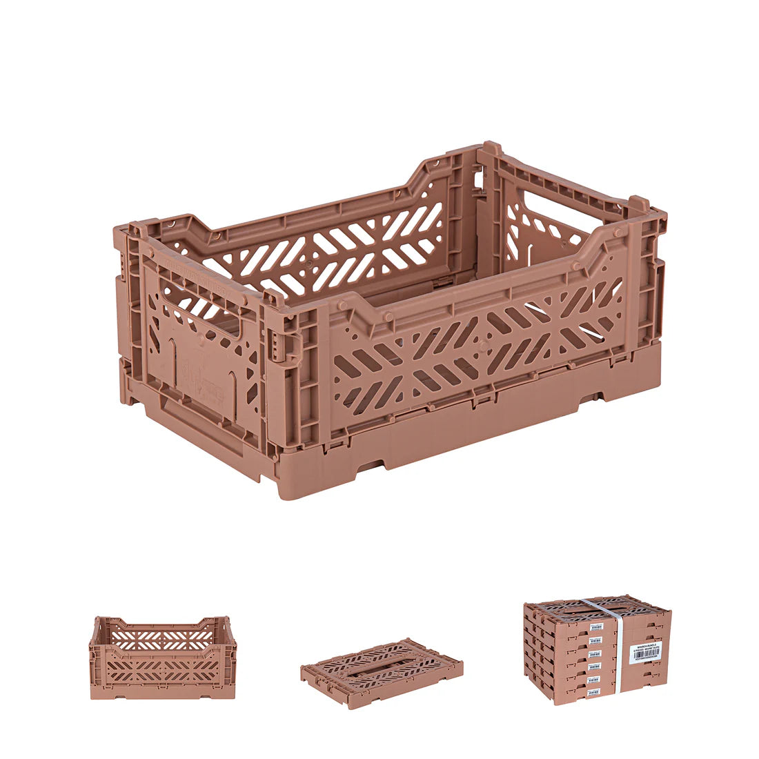 Mini Foldable Crate, Warm Taupe
